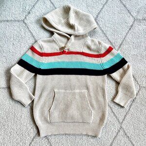 EGG Kid's Clothing Tan Knit Hoodie Striped Sweater 5Y